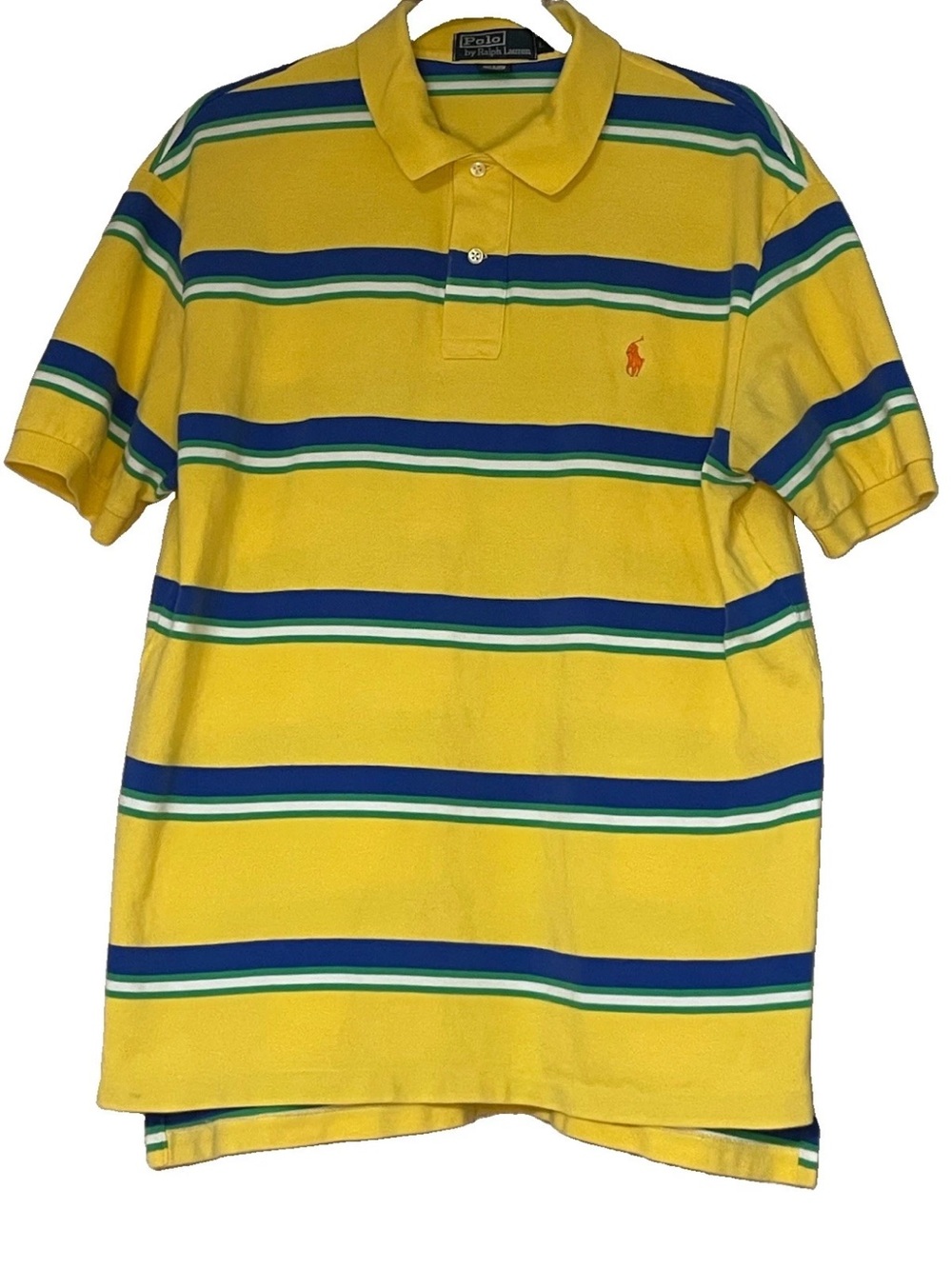 Polo Ralph Lauren Men's Multicolored Striped 100% Cotton Polo Shirt Size Large